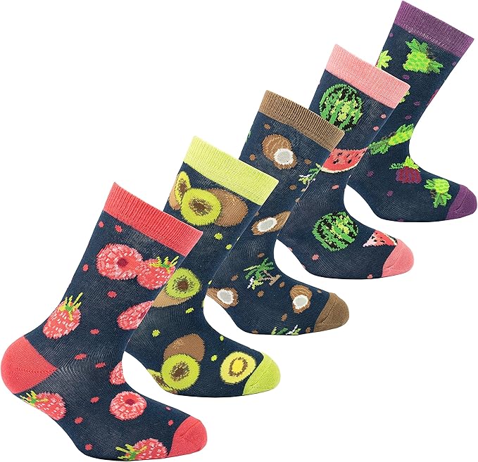 socks n socks-Kids 5-pair Fun Cool Cotton Colorful Dress Crew Socks Gift Box