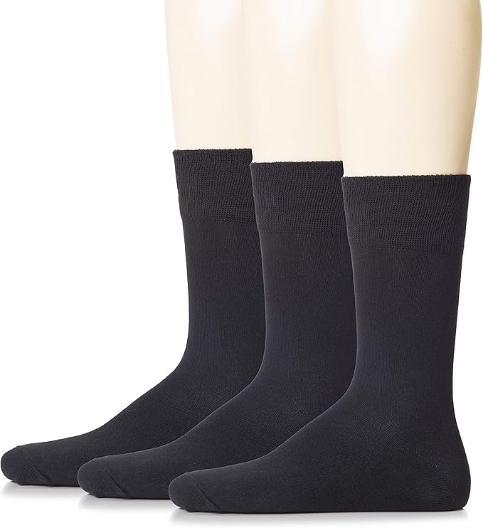 Hugh Ugoli Mens Cotton Dress Socks, Plain Colors, Regular Fit, Crew, Casual Socks, Shoe Size 6 to 15 (3 Pack)