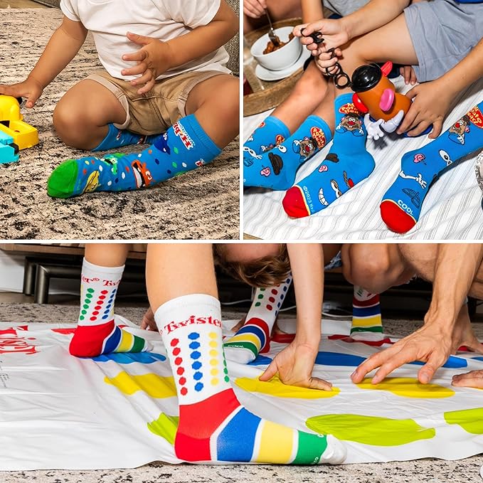 Odd Sox – Big Kids 8-Pack Novelty Themed Crew Socks Bundle-Shoe Sizes 3–5 –Soft, Comfortable, Great Durable Gift for Kids