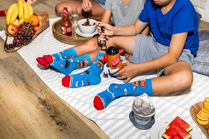 Odd Sox – Big Kids 8-Pack Novelty Themed Crew Socks Bundle-Shoe Sizes 3–5 –Soft, Comfortable, Great Durable Gift for Kids