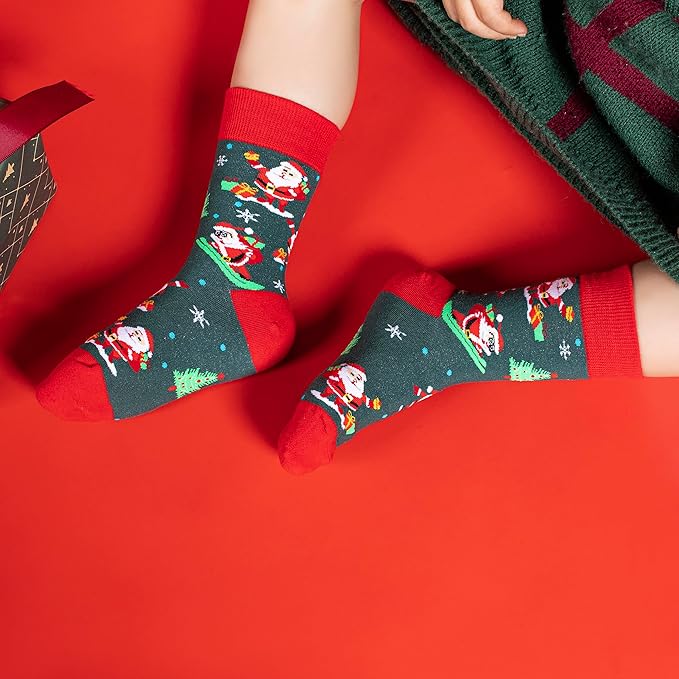 BONANGEL Boys Socks 5-8 Years Old, Fun Novelty Animal Food Space Crazy Funny Cute Kids Socks 8-10 10-12 Years 5 Pairs