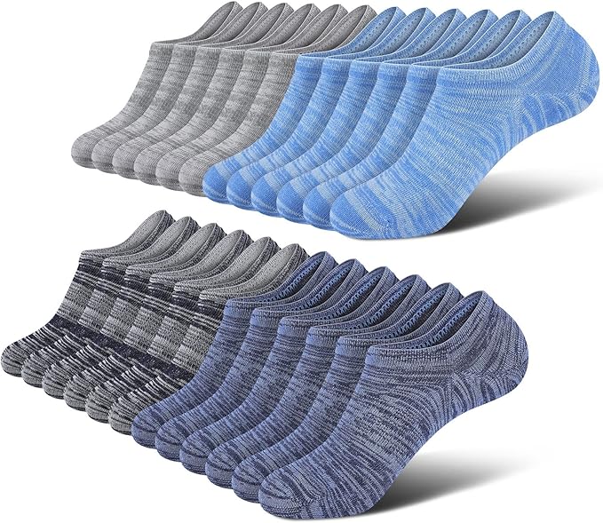 wernies No Show Socks Men, Low Cut Ankle Short Casual Cotton Socks with Non Slip Grips 6-10/11-13