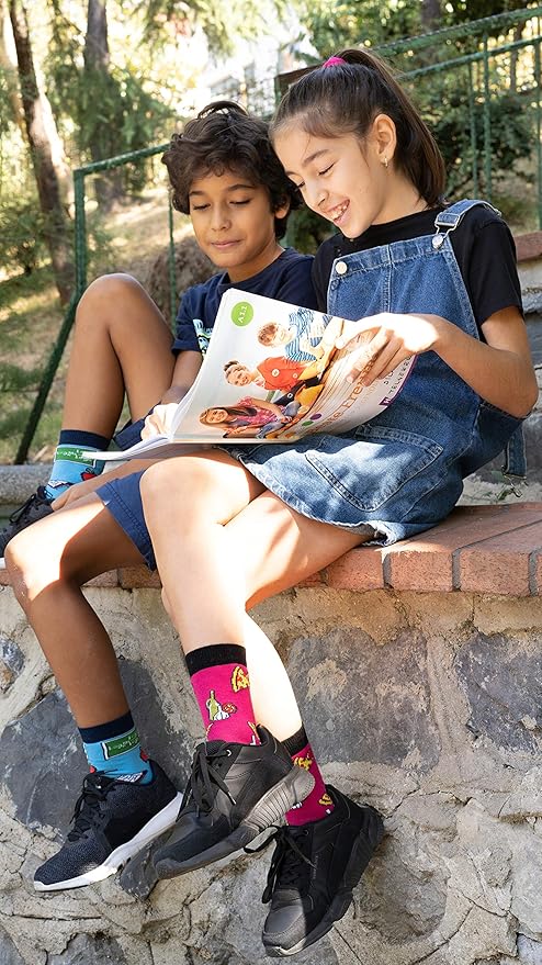 socks n socks-Kids 5-pair Fun Cool Cotton Colorful Dress Crew Socks Gift Box