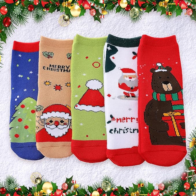 BONANGEL Boys Socks 5-8 Years Old, Fun Novelty Animal Food Space Crazy Funny Cute Kids Socks 8-10 10-12 Years 5 Pairs