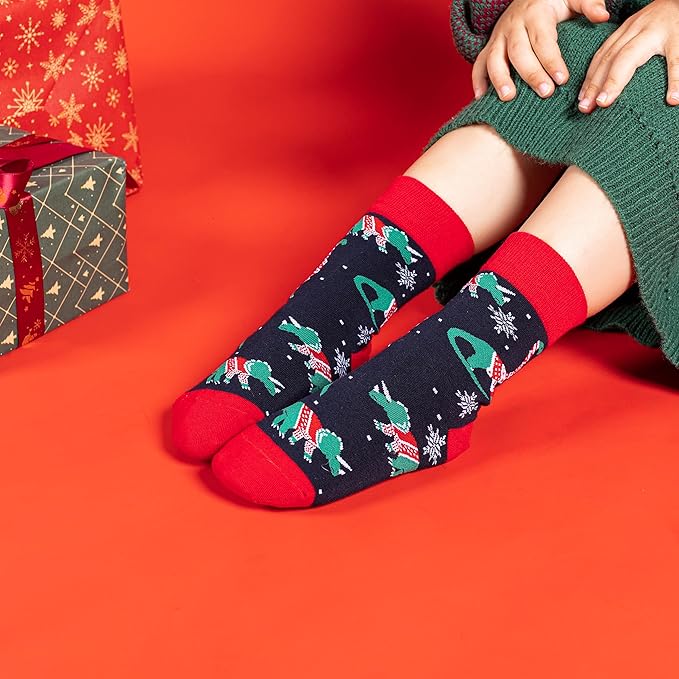 BONANGEL Boys Socks 5-8 Years Old, Fun Novelty Animal Food Space Crazy Funny Cute Kids Socks 8-10 10-12 Years 5 Pairs