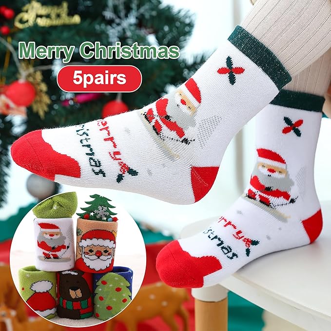 BONANGEL Boys Socks 5-8 Years Old, Fun Novelty Animal Food Space Crazy Funny Cute Kids Socks 8-10 10-12 Years 5 Pairs