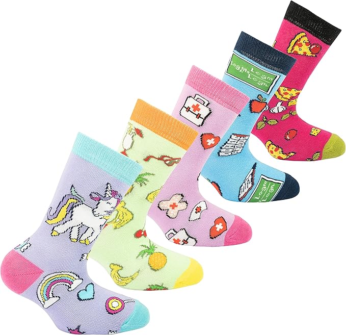 socks n socks-Kids 5-pair Fun Cool Cotton Colorful Dress Crew Socks Gift Box