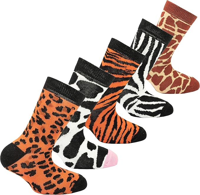 socks n socks-Kids 5-pair Fun Cool Cotton Colorful Dress Crew Socks Gift Box