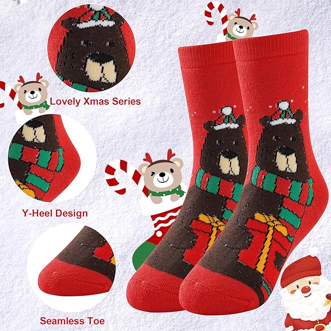 BONANGEL Boys Socks 5-8 Years Old, Fun Novelty Animal Food Space Crazy Funny Cute Kids Socks 8-10 10-12 Years 5 Pairs