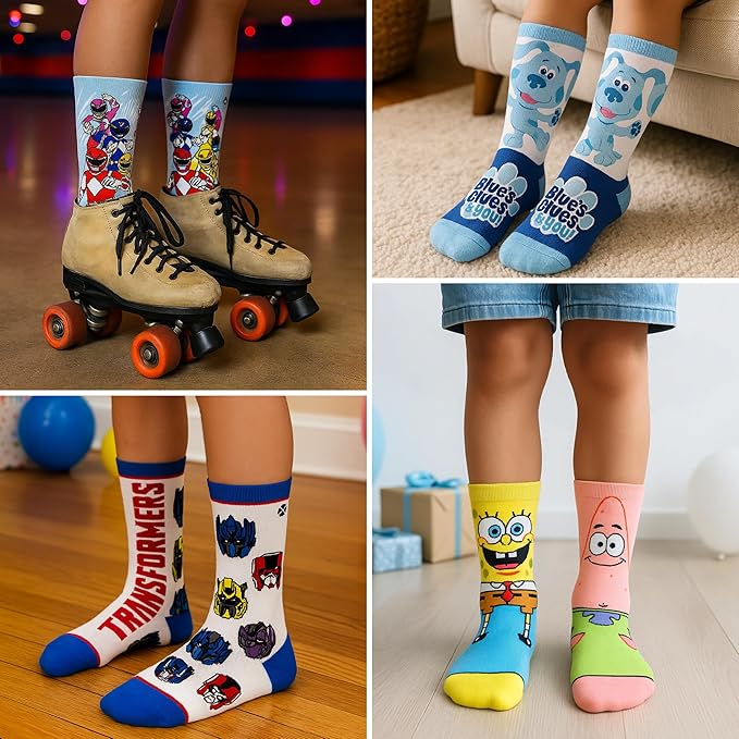 Odd Sox – Big Kids 8-Pack Novelty Themed Crew Socks Bundle-Shoe Sizes 3–5 –Soft, Comfortable, Great Durable Gift for Kids