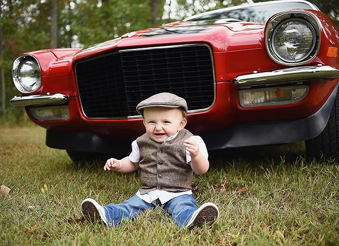 Born to Love Flat Scally Cap Boy's Tweed Page Boy Newsboy Baby Kids Driver Cap Hat