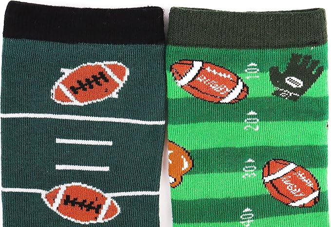 Belloxis Funny Athletic Socks 5 Pcs, Multi-Sport Design (Basketball, Baseball, Soccer, Hockey), Crew Socks for Boys Girl