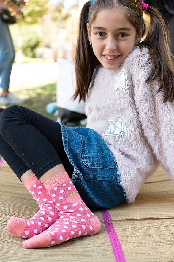 socks n socks-Kids 5-pair Fun Cool Cotton Colorful Dress Crew Socks Gift Box