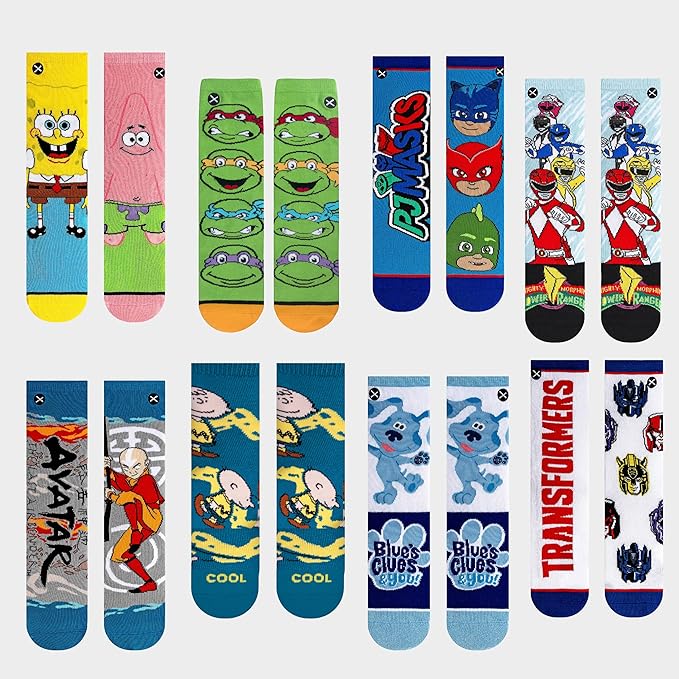 Odd Sox – Big Kids 8-Pack Novelty Themed Crew Socks Bundle-Shoe Sizes 3–5 –Soft, Comfortable, Great Durable Gift for Kids