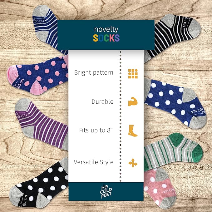 No Cold Feet Kids Toddler Boys Dress Socks, Fun, Novelty, Cute, Colorful, Long, High, Cotton Blend, Up To 8.5 T